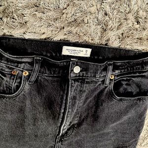 High-rise black heavyweight jeans, great condition